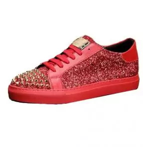 chaussures philippe mode rivets rouge cuir